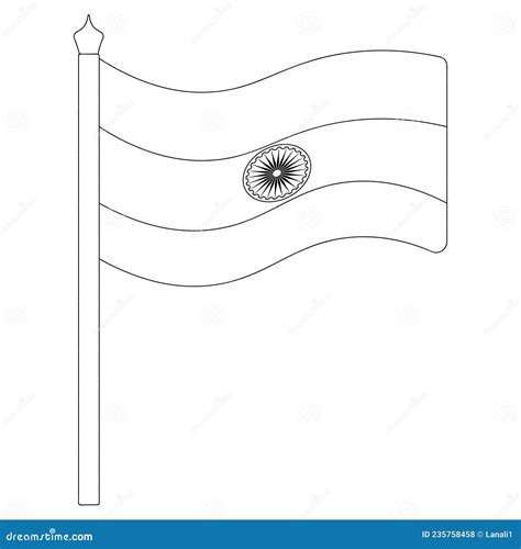 India Flag. Sketch. Vector Illustration. Coloring Book for Children ...