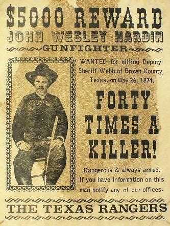 John Wesley Hardin REWARD Poster | Old west outlaws, Wild west outlaws ...