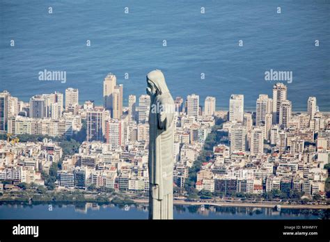 Aerial point of view of the Christ the Redeemer, Cristo Redentor, is an ...