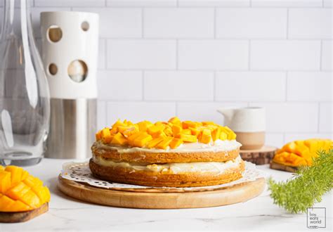 Two Tier Mango Cake With Cream Cheese Frosting - Boy.eatsworld