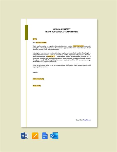 Medical Assistant Thank You Letter After Internship in Google Docs ...