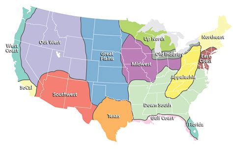 Map Of The United States By Regions Printable