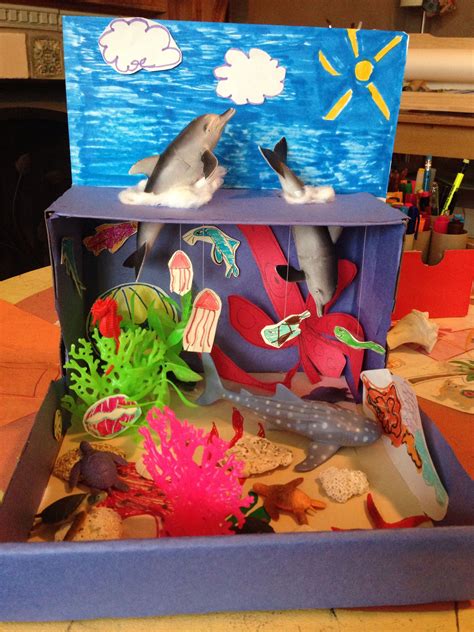 shark shoebox diorama - Google Search | Ocean habitat, Ocean diorama ...