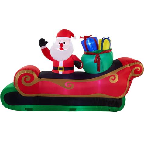 Holiday Time 10 ft. Inflatable Santa in Sleigh, Indoor or Outdoor Use ...