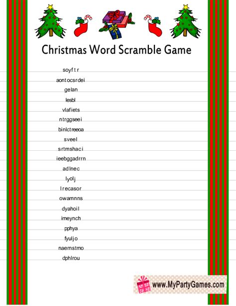 Free Printable Christmas Word Games For Adults - FREE PRINTABLE TEMPLATES