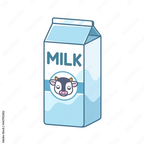 Tall vanilla cow's milk carton clipart element. Cute simple flat vector ...