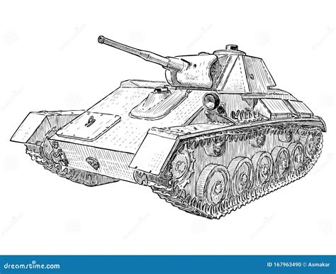 Battle Tank Vector, Combat Tank Drawing, Military Tank In Camouflage ...