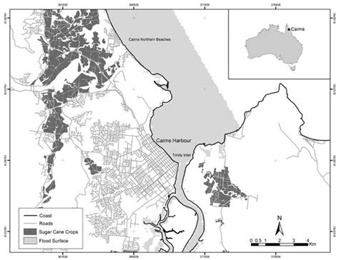 Map showing one inundation time-step for Cairns. | Download Scientific ...