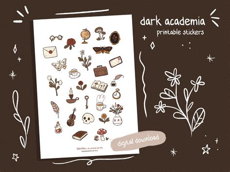 Dark Academia Sticker Sheet Aesthetic Stickers Set For Planners And ...