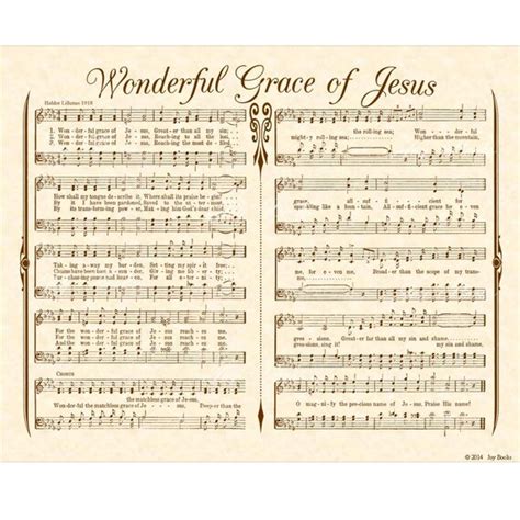 Wonderful Grace of Jesus Hymn Wall Art Custom Christian Home