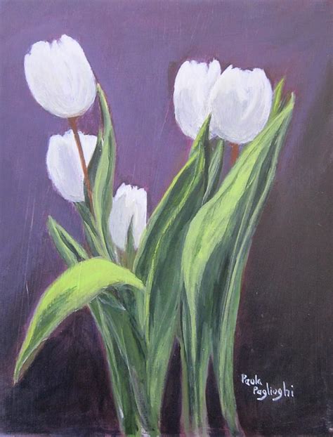 White Tulips Painting by Paula Pagliughi - Fine Art America