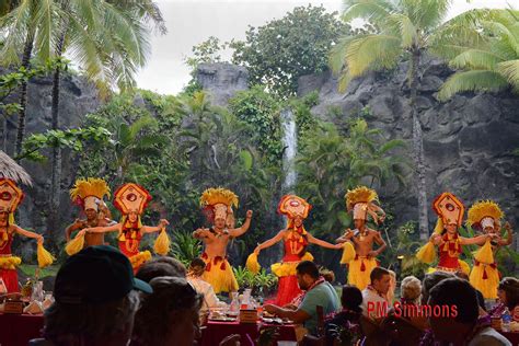 Dancers performing during a luau at the Polynesian Cultural Center in # ...