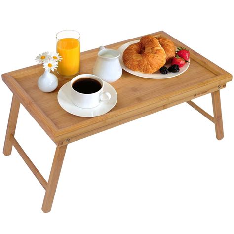 Ktaxon Bamboo Adjustable Bed Tray with Folding Legs Lap Tray Great for ...