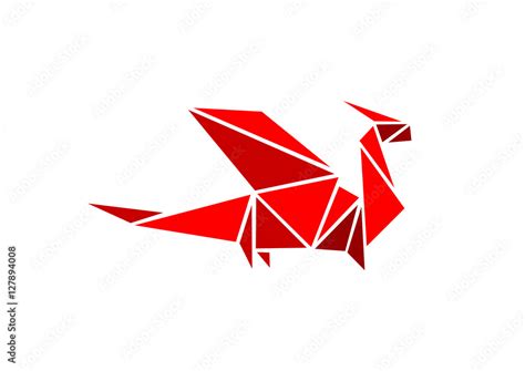 Flying dragon in origami form. Vector for logo and icon. Stock Vector ...