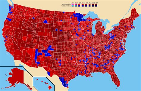 The results of the 1984 US presidential election by county. Republican ...