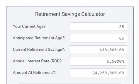 Retirement Savings Calculator