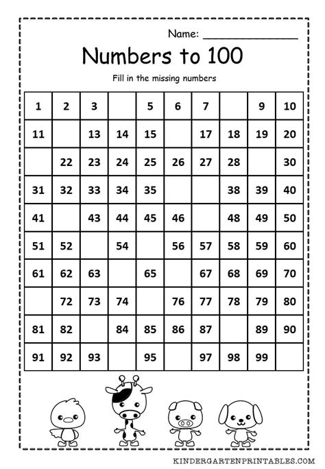 Numbers to 100 Worksheet | Kindergarten math worksheets counting, Math ...