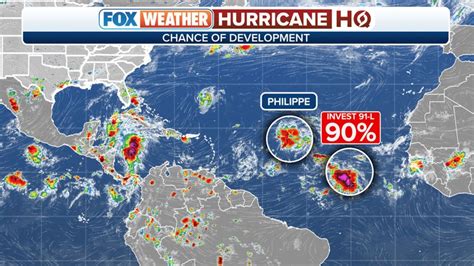 Tropical Storm Philippe continues west while Invest 91L in central ...