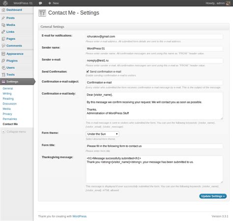 Contact Me – AJAX-ed Contact Form | WordPress Stuff