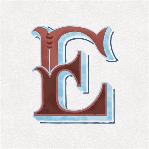 Capital letter E vintage typography | Free Vector - rawpixel