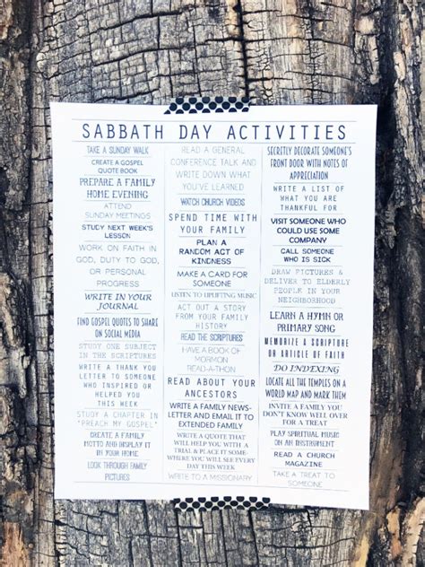 Sabbath Day Activities {Printable}