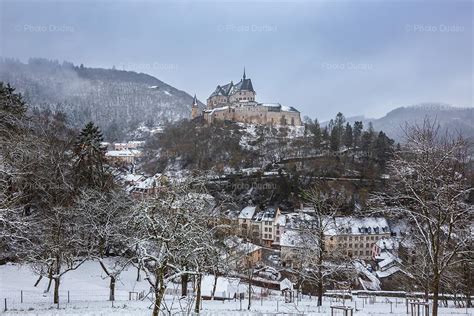 Vianden under snow in winter – Stock Images Luxembourg