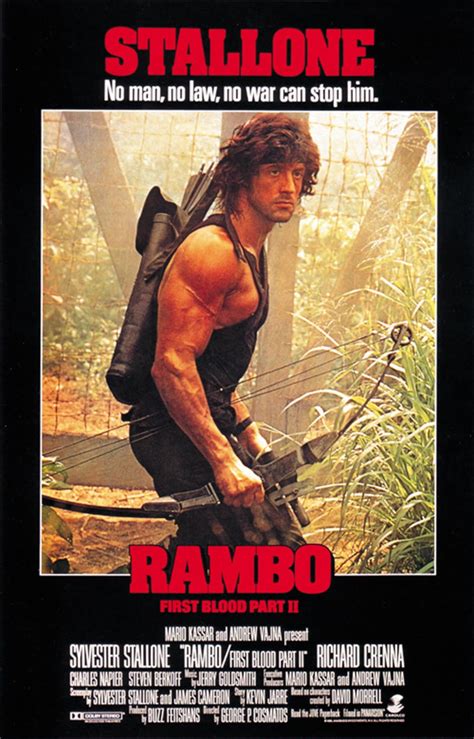 Rambo: First Blood Part II 1985 Sylvester Stallone Movie Poster Reprint ...