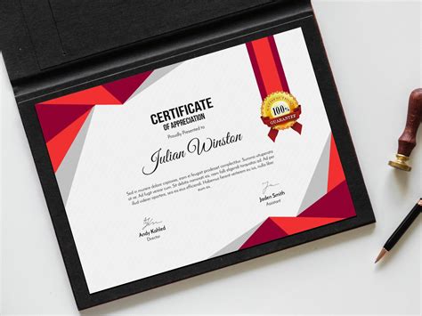 Free Certificate Mockup PSD | Certificate design template, Certificate ...