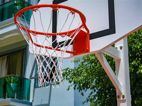 Outdoor ground-bolted basketball goal, projection 0.6m, adjustable ring ...