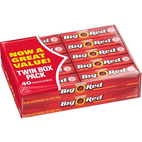 WRIGLEY'S BIG RED Cinnamon Chewing Gum, 5-Stick Pack (40 packs)- Buy ...