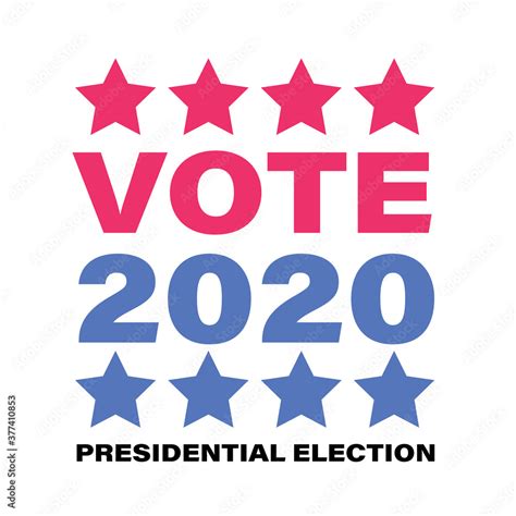 Vote 2020 presidential election concept flat vector illustration. Text ...