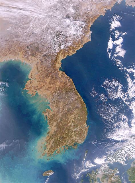 Large detailed satellite map (image) of Korean Peninsula | Vidiani.com ...