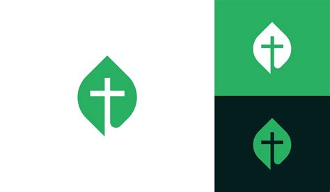 Simple church logo with leaves 22213431 Vector Art at Vecteezy