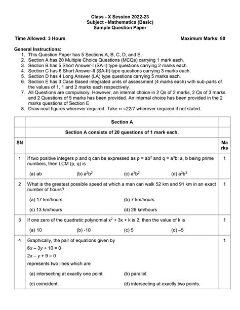 Cbse Class 11 Maths Sample Paper 2023 - Image to u