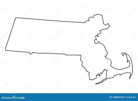 Massachusetts Map Outline Vector Illustartion Stock Vector ...