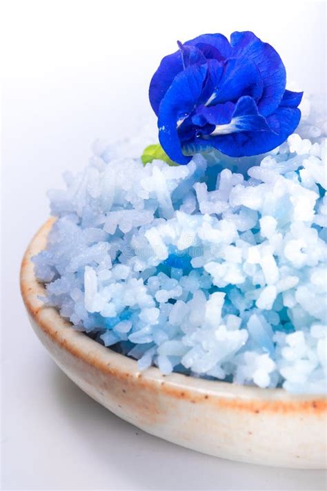 Blue Cooked Rice by Color of Butterfly Pea Flower Stock Photo - Image ...