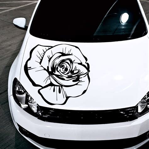 Car Decals Hood Decal Vinyl Sticker Rose Flower Floral Auto Decor ...