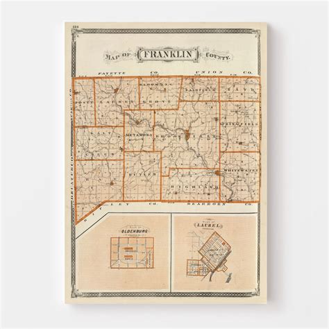 Vintage Map of Franklin County, Indiana 1876 by Ted's Vintage Art