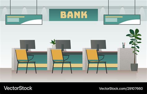 Bank office interior big work corporate room Vector Image