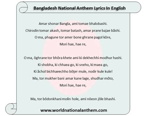 National Anthem Of Bangladesh Amar Shonar bangla - World National ...