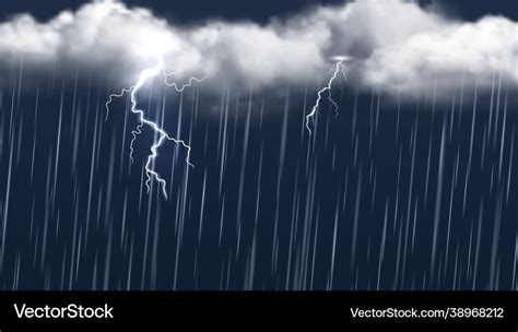 Autumn thunderstorm rain clouds and lightning Vector Image