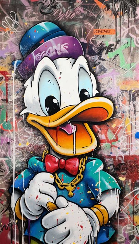 Graffiti Donald Duck, Donald Duck Graffiti Art, Neo-punk Print ...