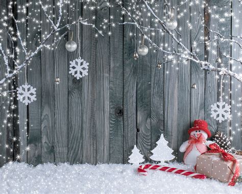 Hot Sale Fox Snowman Winter Wood Wall Christmas Vinyl Backdrop ...