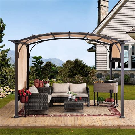 Sunjoy Meadow 10 Ft. W x 7.9 Ft. D Metal Pergola with Canopy & Reviews ...