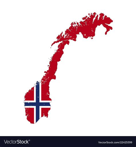 Norway country silhouette with flag on background Vector Image