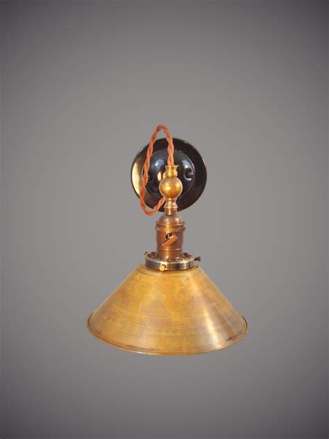 Industrial Wall Sconce with Brass Cone Shade — DW Vintage Lighting Co.