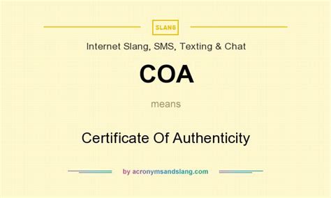 COA - Certificate Of Authenticity in Computing & IT by AcronymsAndSlang.com