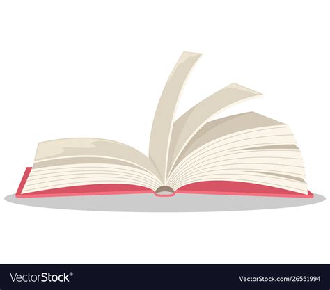 Open book in volume flat cartoon Royalty Free Vector Image