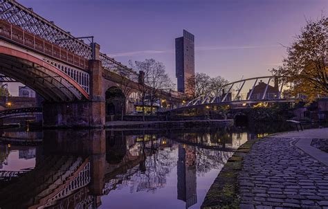 Wallpaper bridge, river, England, morning, Manchester images for ...