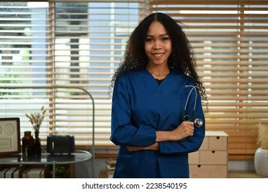 Portrait Healthcare Worker Caregiver Uniform Standing Stock Photo ...